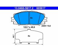 605617 Kit pastiglie freno, Freno a disco Ate