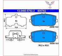 605762 Kit pastiglie pattini freno Ate Posteriore per ABARTH 124 FIAT MAZDA MX-
