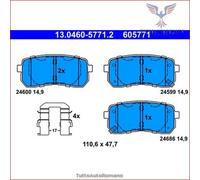 605771 Kit pastiglie pattini freno Ate Posteriore per KIA CARNIVAL