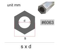 6063 T5 Esagono esterno Cerchio interno Tubo in alluminio Manicotto telescopico esagonale in lega di alluminio Tubo cavo Lato opposto 10 11 12 mm(10CM_15X5.5MM)