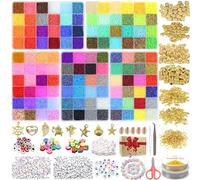 60693 Pezzi Perline per Braccialetti, 120 Colores 2mm Perline per Bigiotteria Fai da Te, Perline per Collane, Kit Perline per Braccialetti con 300PCS Perline Lettere per Set Perline per Fare Gioielli