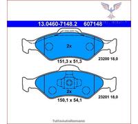 607148 Kit pastiglie pattini freno Ate Anteriore per FORD COURIER FIESTA KA MAZ