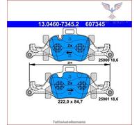 607345 Kit pastiglie pattini freno Ate Anteriore per BMW 3 G20 G80 G28 330 320