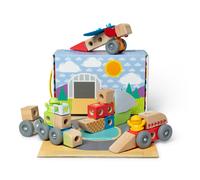 Melissa & Doug Blockables Veicoli, blocchi di legno da agganciare per giocare, set di gioco con mattoncini in legno collegabili, giocattolo per bambine e bambini in età prescolare (54 pezzi)