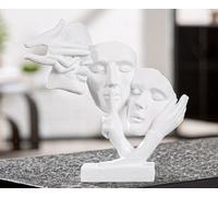 60770 Scultura Non Vedere Parlare Ascoltare Resina Bianca Opaca 5 X 17,5 X 18cm