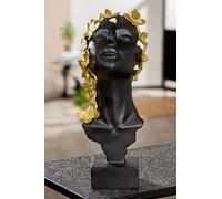60778 Scultura Donna Farfalla Nera Oro 12,5 X 13 X 32,5Cm