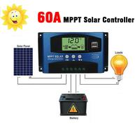 60A MPPT Solare Charge Controllore Pannello Batteria Regolatore 24/12V Dual USB