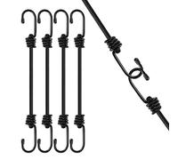 60cm*8mm 4 Pezzi Corde Elastiche con Gancio, Elastici con Ganci per La Protezione di Mobili, Carrelli, Tende da Campeggio, Moto(Nero)