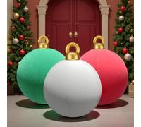 60cm Giant Inflatable Velvet Christmas Baubles - Large Flocked PVC Christmas Balls for Indoor & Outdoor Decorations, Waterproof Blow Up Xmas Ornaments (3 pezzi-b)