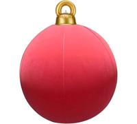 60cm Giant Inflatable Velvet Christmas Baubles - Large Flocked PVC Christmas Balls for Indoor & Outdoor Decorations, Waterproof Blow Up Xmas Ornaments (Rosso)