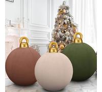 60cm Giant Inflatable Velvet Christmas Baubles - Large Flocked PVC Christmas Balls for Indoor & Outdoor Decorations, Waterproof Blow Up Xmas Ornaments (3 pezzi-a)