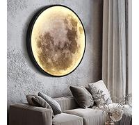 60cm Lampada da Parete Luna Dimmerabile con Telecomando Forma Rotonda Lampada a Muro a LED Interno Moderno Lampada Art Déco Plafoniera Ultra Sottile Lampada Decorativa Luna Grande Lampada da Soggiorno