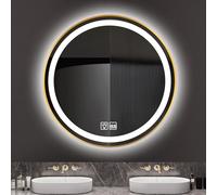 60cm LED Rotondo Specchio Vanity Bagno, Temperatura di Colore Regolabile, Luci Dimmerabili Anti-Nebbia, Facile da Installare (Size : 40cm)