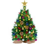 60cm Piccolo Albero di Natale Artificiale,Base in legnosità Abete Artificiale PVC Montaggio Rapido Con decorazioni fatte a mano per l'albero di Natale
