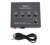 60dB Gain 48V Phantom Power High-Gain Microphone Preamp, Audio Interface Podcasting Recording Bundle with XLR 3.5mm 6.5mm Input Output for Condenser Dynamic Mics