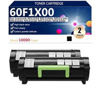 60F1X00 Cartuccia Toner Nera di Ricambio con Chip per Lexmark MS310d MS310dn MS315dn MS410dn MS415dn MS510dn MS610de Stampanti,Black-2 pack