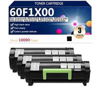 60F1X00 Cartuccia Toner Nera di Ricambio con Chip per Lexmark MS310d MS310dn MS315dn MS410dn MS415dn MS510dn MS610de Stampanti,Black-3 pack