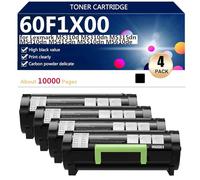 60F1X00 Cartuccia Toner Nera di Ricambio con Chip per Lexmark MS310d MS310dn MS315dn MS410dn MS415dn MS510dn MS610de Stampanti,Black-4 pack
