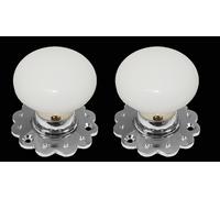 60mm Ceramic Pomello Porta Set Casolare Forma Supporto Scanalato Chrome Base