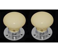 60mm Ceramic Pomello Porta Set Casolare Forma Supporto Tinta Unita Chrome Base