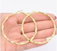 60mm Contorto Greco Chiave Cerchio Orecchini 14K Giallo Placcata Oro Argento 925