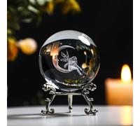 60mm Laser 3D Luna E Elfi Sfera di Cristallo Fermacarte Figurine Home Art Decor Artigianato Con Supporto In Metallo