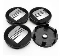 60mm Nero Argento 4 Pezzi Coprimozzo Auto per Seat Ibiza, Leon, Ateca, Altea XL