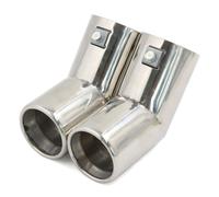 60mm punta ovale piegato doppio scarico sinziatore Tubo Per Coda tono Argento