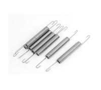 60mmx10mmx0.9mm Stainless Steel Dual Hook Tension Spring Silver Tone 7pcs