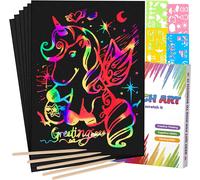 60Pcs Scratch Art Paper for Kids - Rainbow Magic Scratch off Paper Art and Craft