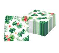60Pezzi 2 Strati Tovaglioli di Hawaii Foglie di Monstera, Tovaglioli da Cocktail Usa e Getta Primavera Estate Ibisco Tovaglioli Verde Decorazione Carta per Vacanza Pranzo tè Festa Forniture, 33x33 cm