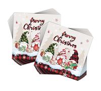 60Pezzi 2 Strati Tovaglioli di Natale,Gnomo Tovaglioli da Cocktail Usa e Getta con Albero di Natale Tovaglioli Natale Decorazione Carta per Vacanza Pranzo tè Natale Festa Forniture, 33x33 cm Rosso