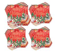 60Pezzi 2Strati Tovaglioli di Natale,Babbo Natale Tovaglioli da Cocktail Usa e Getta con Albero di Natale Tovaglioli Natale Decorazione Carta per Vacanza Pranzo tè Natale Festa Forniture,33x33cm Rosso