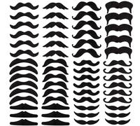 60pz Baffi Neri, 10 Stili Baffi Autoadesivi Baffi Finti novità Barba Finta Costume Baffi Attaccati per Divertimento Halloween Natale Feste Cosplay Decorazioni Accessori Adulti Bambini