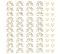 60Pz Coriandoli in Legno a Forma di Cuore e Arcobaleno, Coriandoli Legno Decorazioni Tavola per Battesimo, Comunione, Nascita e Feste, Ideali per Artigianato (40 Arcobaleno + 20 Cuori)