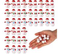 60pz Mini Pupazzo di Neve Natalizio in Resina, Adorabile Pupazzo di Neve Natale con Sciarpe Rosse Verdi Blu per Natale Albero Miniatura Decorazioni Piccole Feste Bomboniere e Torte Decorazioni