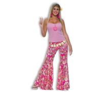 60s 70s Fiore Hippy Potenza Bell Fondo Pantaloni Donna Costume Adulti 10/14
