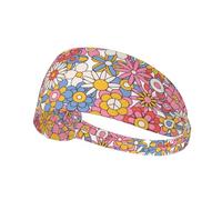 60s And 70s Retro Vintage Flowers Elastic Exercise Headband For Women&Men,Wide Headbands For Women Athletic Sweatbands - Fashion Elastic Sports Hair Band For Yoga Fitness