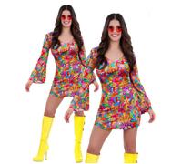 60s Arcobaleno Pace Hippie Costume Tubino Hippy Vestito