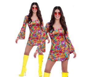 60s Arcobaleno Pace Hippie Costume Tubino Hippy Vestito