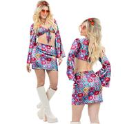 60s Hippie Costume Donna Uncinetto Hippy Costume Retrò Groovy 70s
