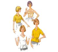 60s Motivo - senza Maniche Camicette,Top - Quattro Stili - Busto = 91.4cm