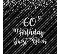 60th Birthday Guest Book: Black Silver Stripe Guest Book with Gift Log
