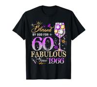 60th Birthday Queen Blessed by God 60 Fabulous Since 1966 Maglietta
