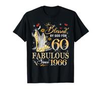 60th Birthday Queen Blessed by God 60 Fabulous Since 1966 Maglietta