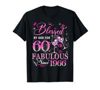 60th Birthday Queen Blessed by God 60 Fabulous Since 1966 Maglietta