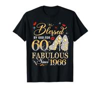 60th Birthday Queen Blessed by God 60 Fabulous Since 1966 Maglietta