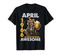60th Birthday Raccoon Beer April 1966 Vintage 60 Years Old Maglietta
