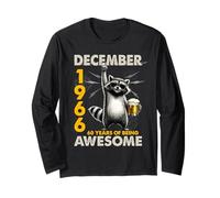 60th Birthday Raccoon December 1966 Vintage 60 Years Old Maglia a Manica