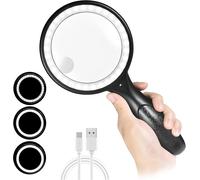 60X 30X Lente D'Ingrandimento Con Luce, 33 LED Lente Ingrandimento Ricarica USB